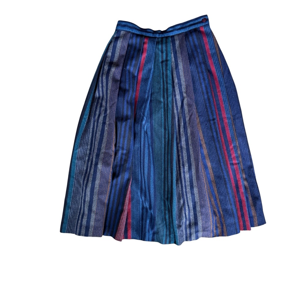 Vintage striped‎ wool pleated full skirt